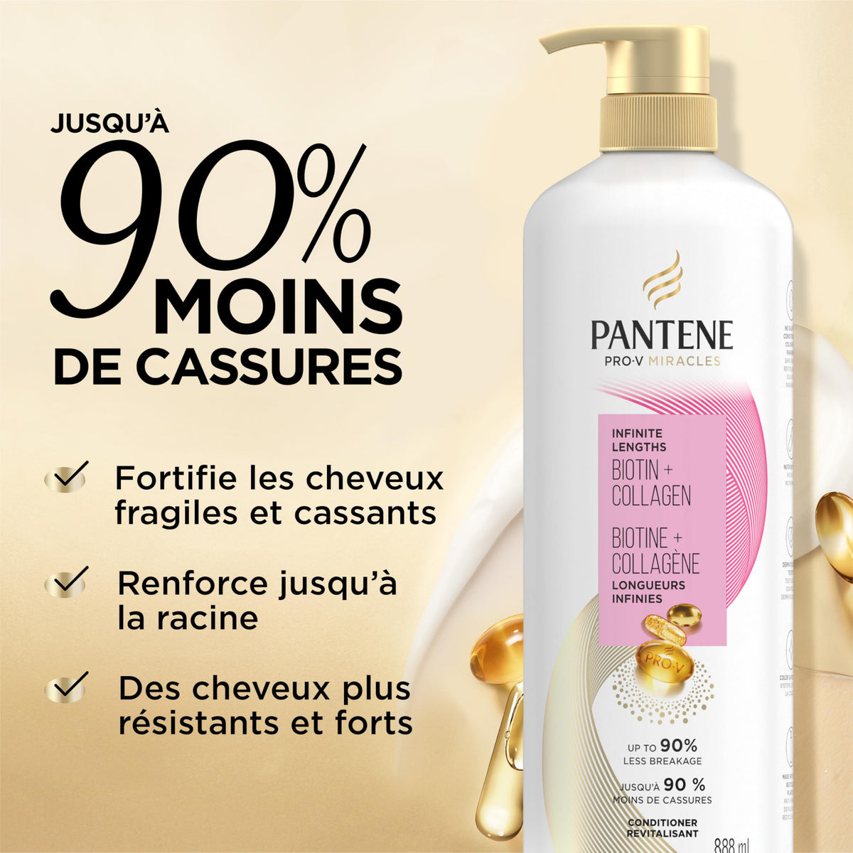 Pantene Pro-V Infinite Lengths Biotin + Collagen Conditioner, 888 mL