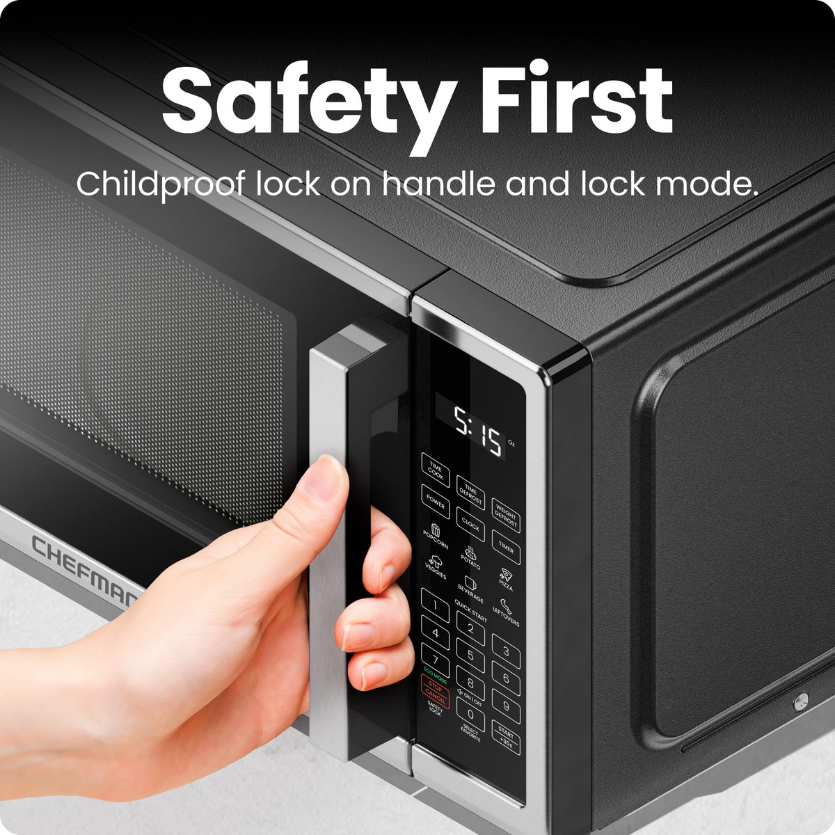 Chefman Digital Countertop Microwave, 0.7 Cu. Ft., 700 W, Stainless