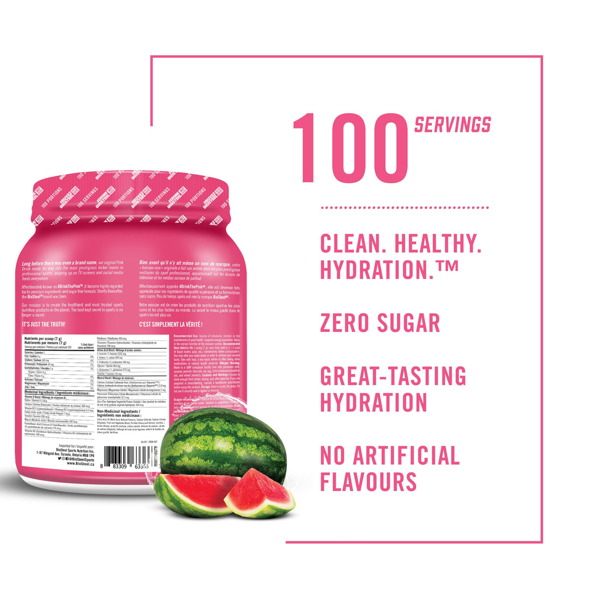 BioSteel Hydration Mix, Watermelon, 100 Servings