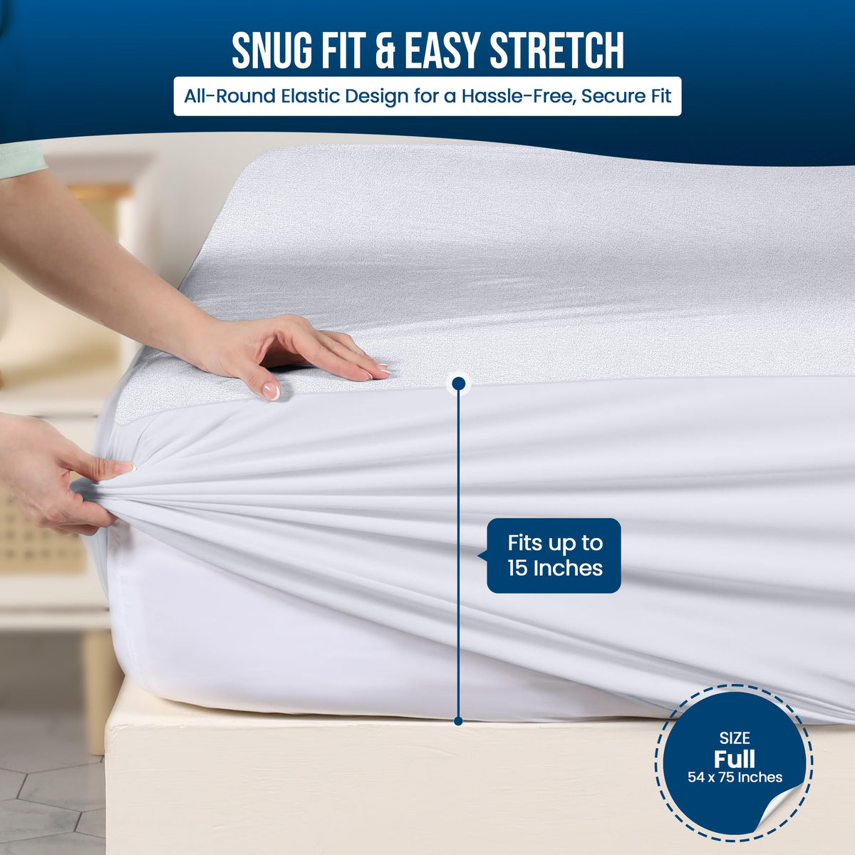Utopia Bedding Waterproof Terry Mattress Protector, Full