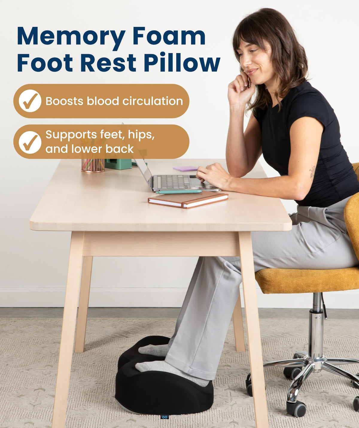 Everlasting Comfort Memory Foam Under Desk Foot Rest