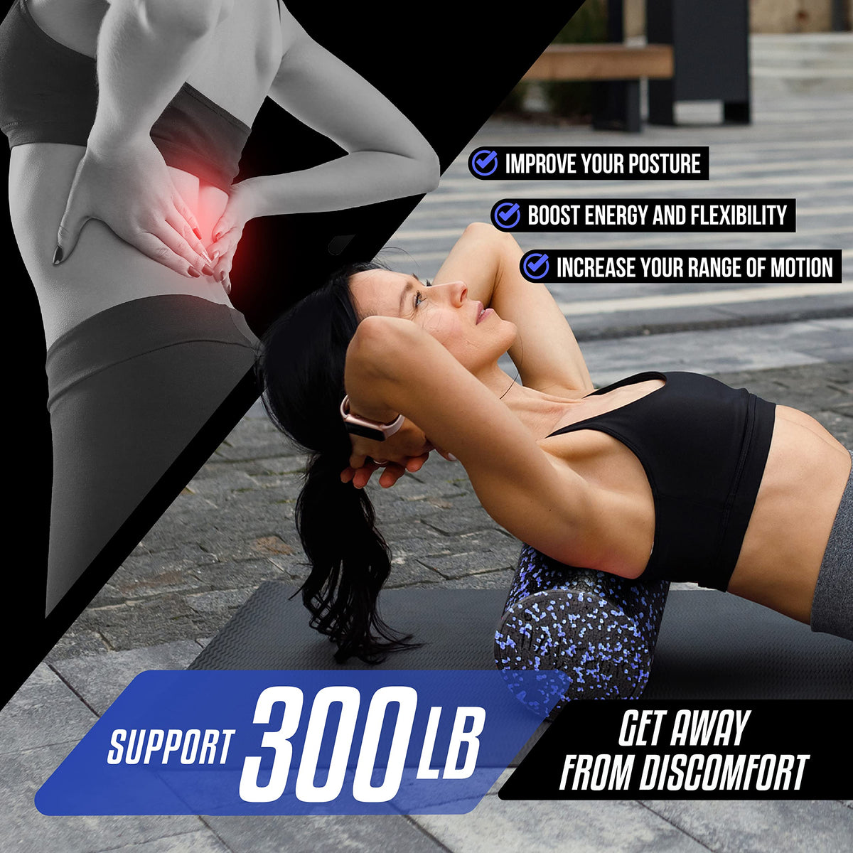 Yes4All High-Density EPP Round Back Foam Roller, 12, 18, 24, 36 Inch