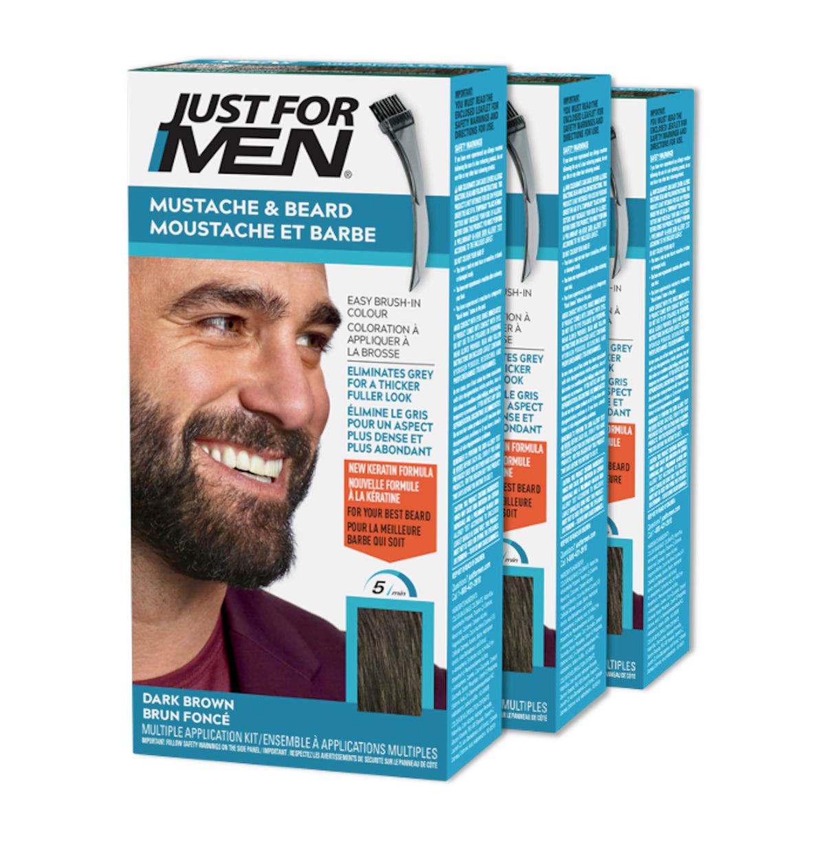 Just For Men Mustache and Beard Dye, Dark Brown M-45, 3 Count