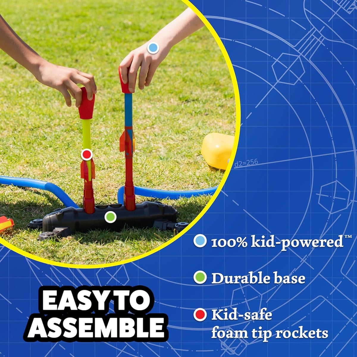 The Original Stomp Rocket Dueling Rockets Launcher, 4 Rockets