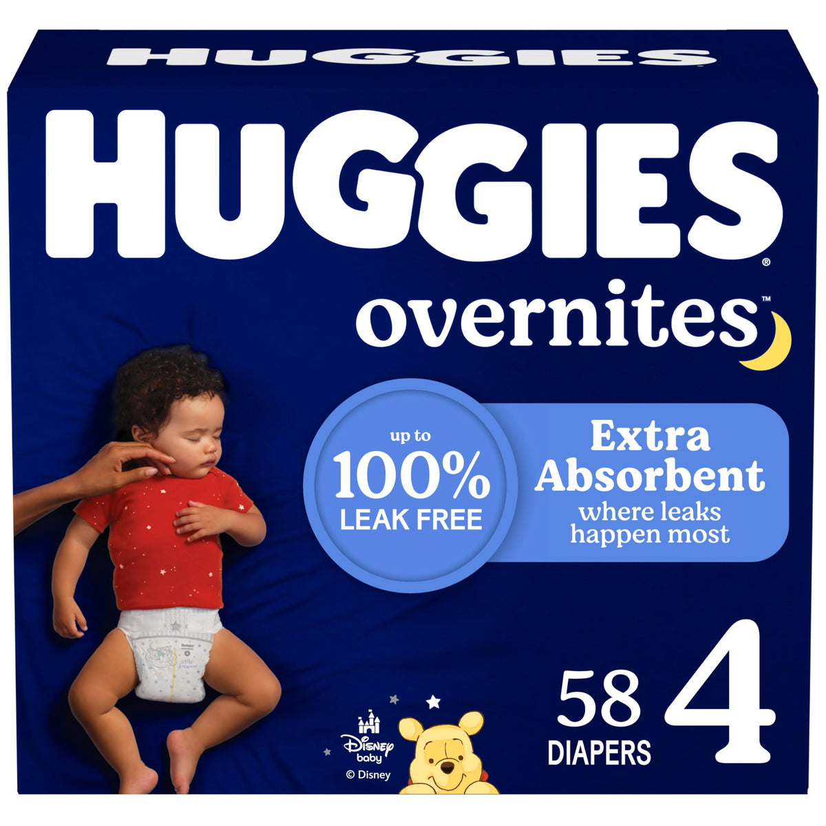 Huggies Overnites Overnight Diapers, Size 4 (22-37 lbs), 58 Count