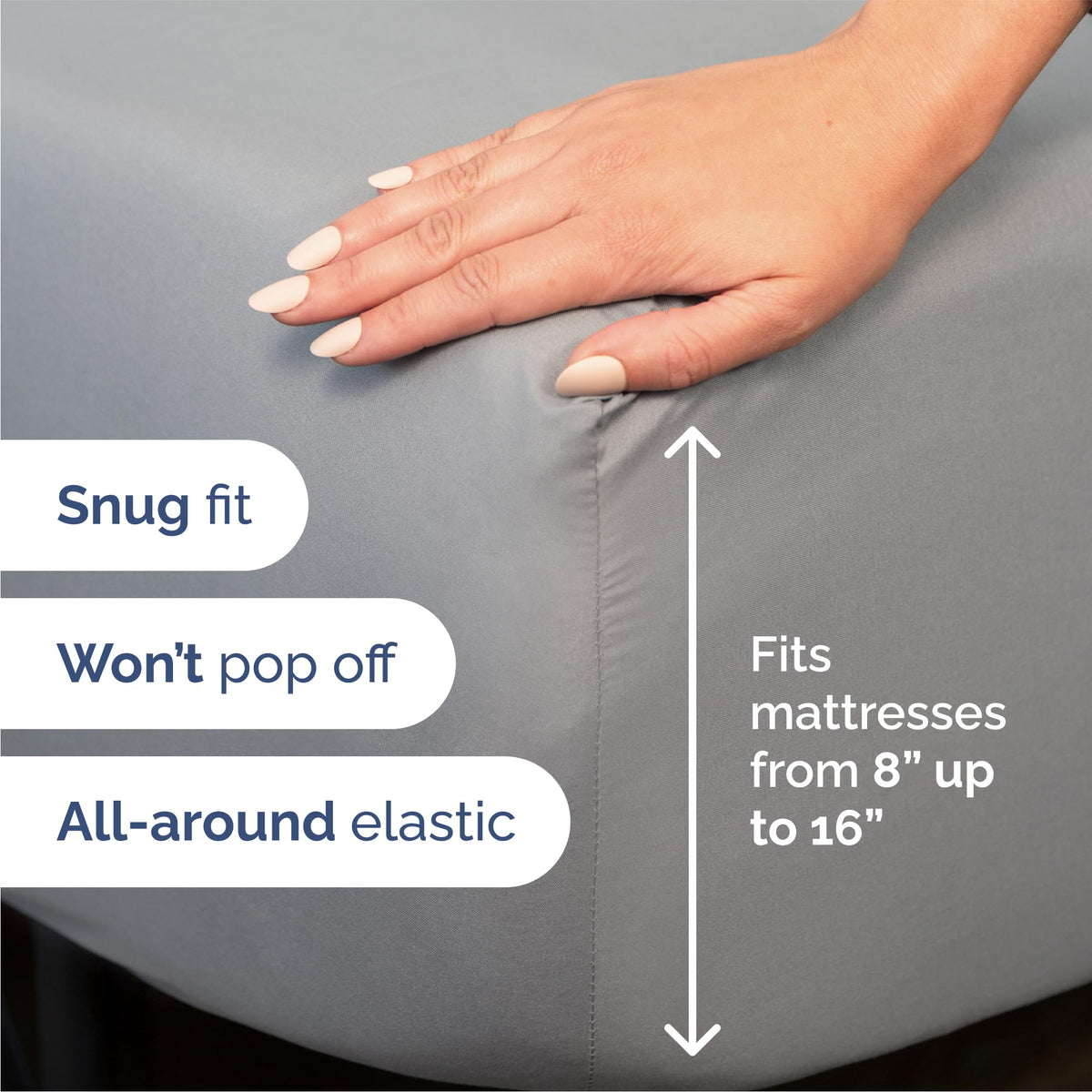 CGK Unlimited Brushed Microfibre Sheet Set, Queen, Steel Blue