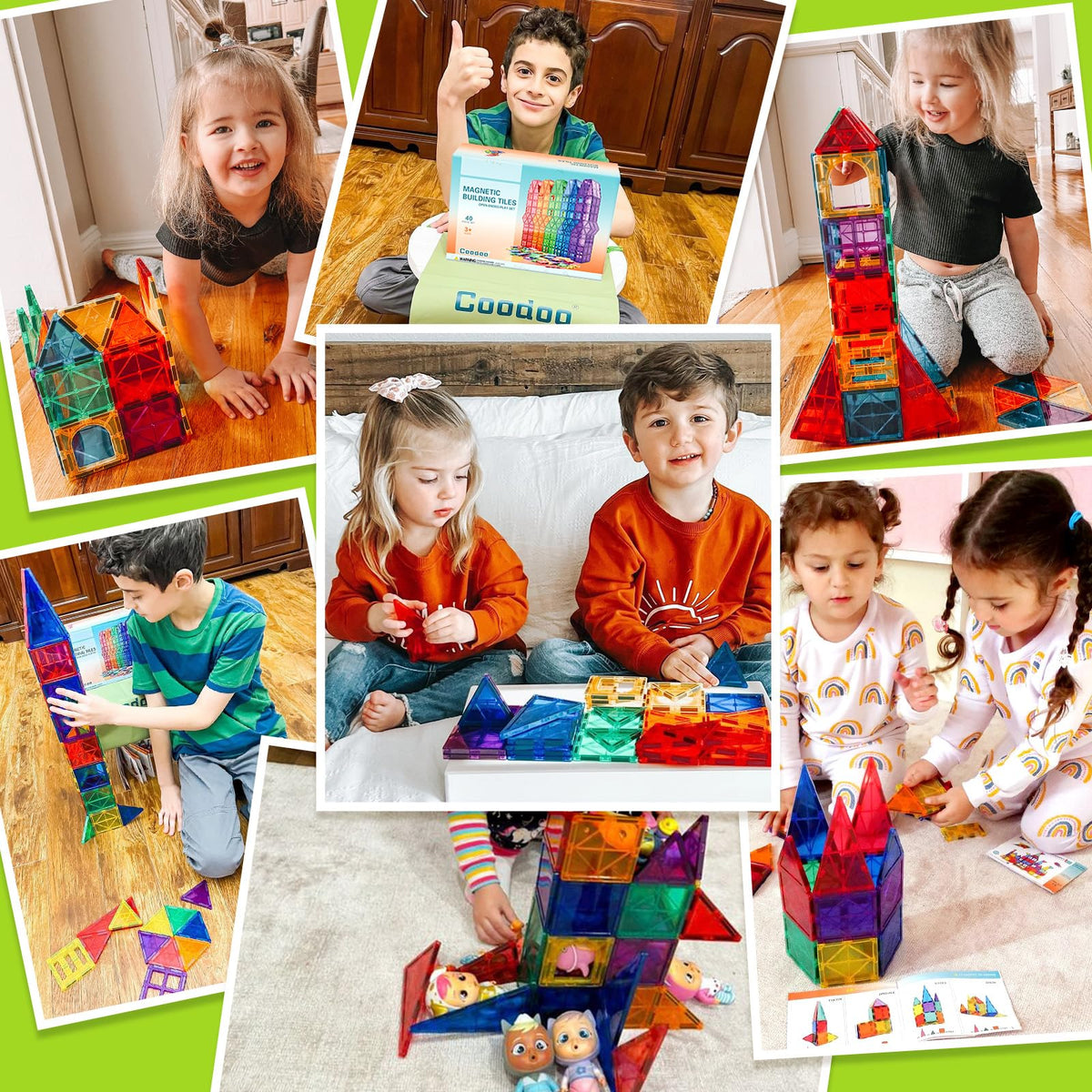 Magnetic Building Tiles for Kids, 40 Pieces