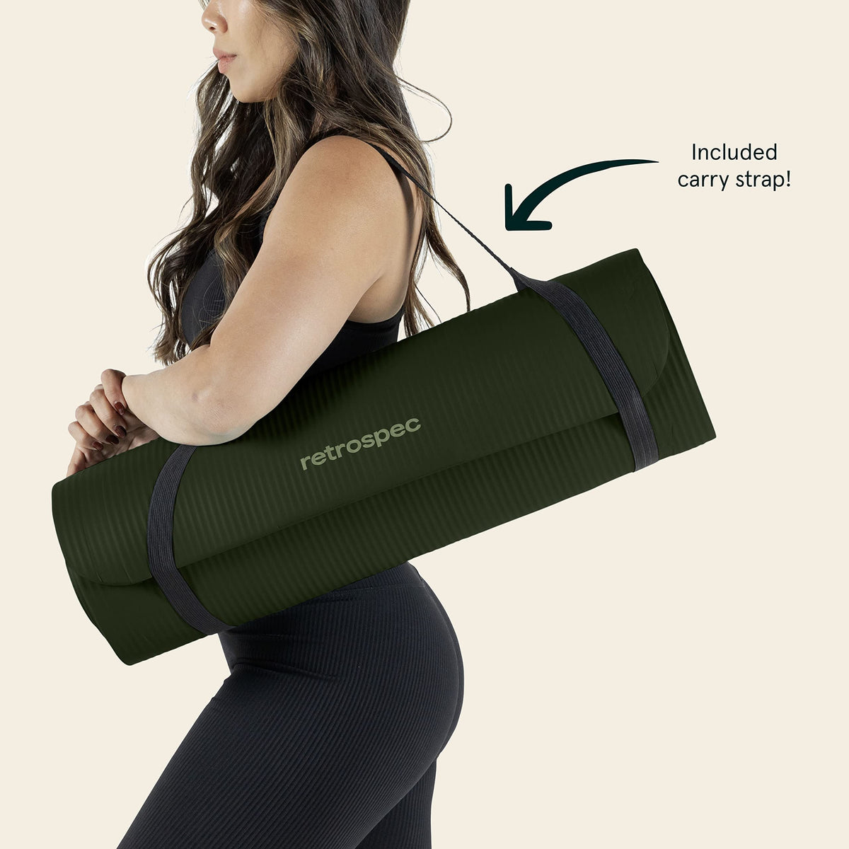 Retrospec Solana Yoga Mat with Strap, 1/2", Wild Spruce
