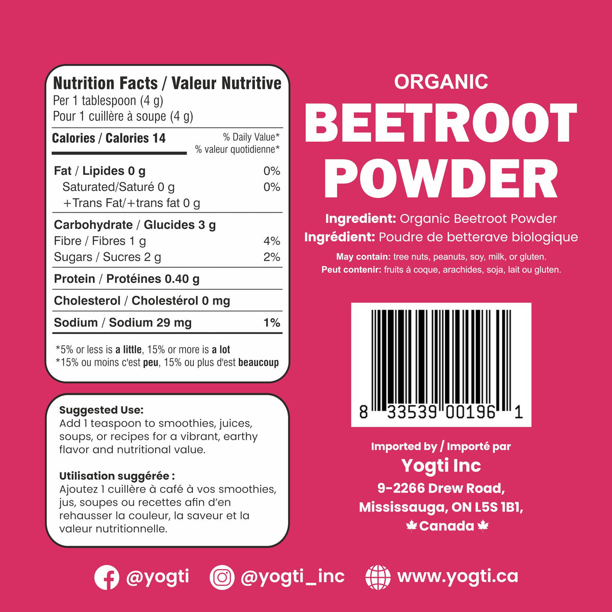 Yogti Organic Beetroot Powder, 500g