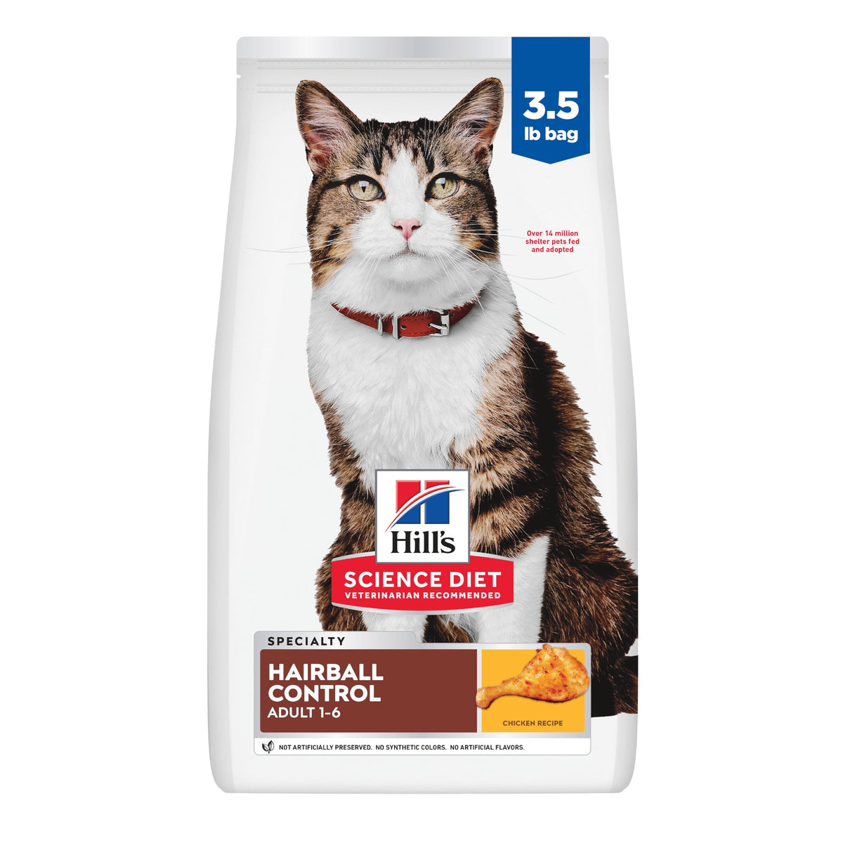 Hill's Science Diet Adult Hairball Control Cat Food, Chicken, 1.58kg