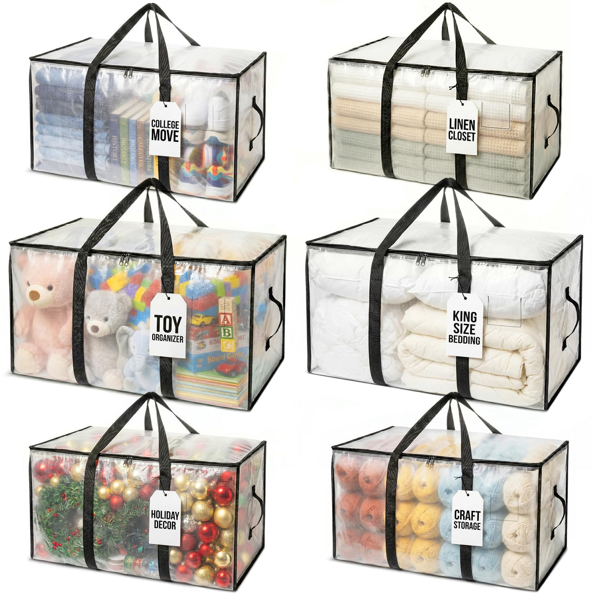 ClearSpace Oversized Moving and Storage Bags, 6-Pack