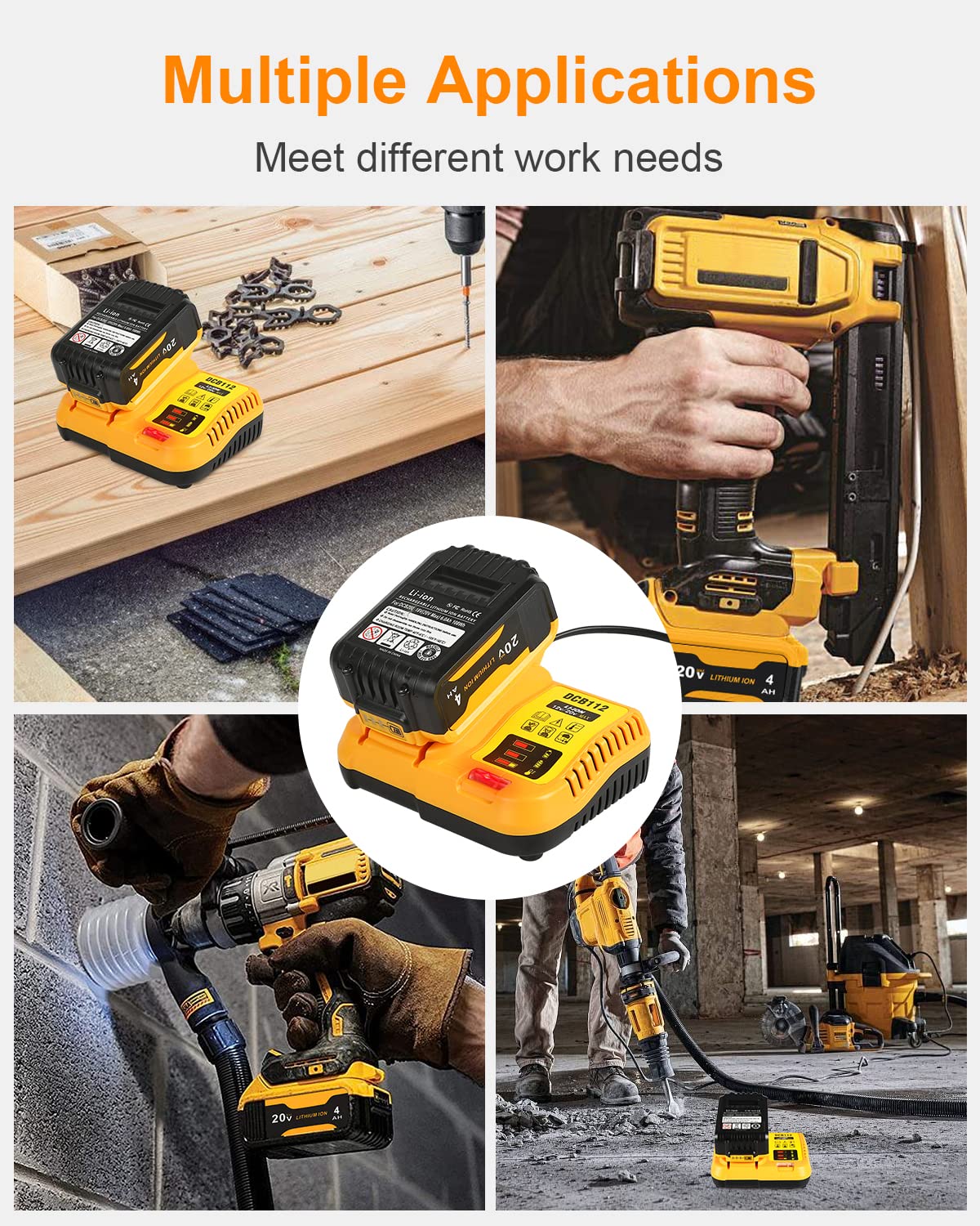 Replacement Charger for DeWalt 12V/20V Max Batteries (DCB112)