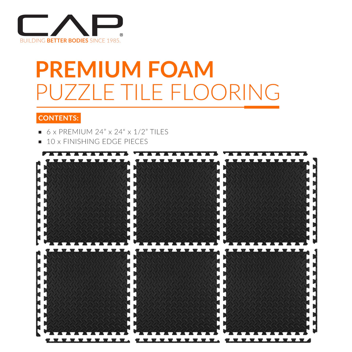 CAP Barbell 1/2-Inch Interlocking EVA Foam Puzzle Mat, 24" x 24"