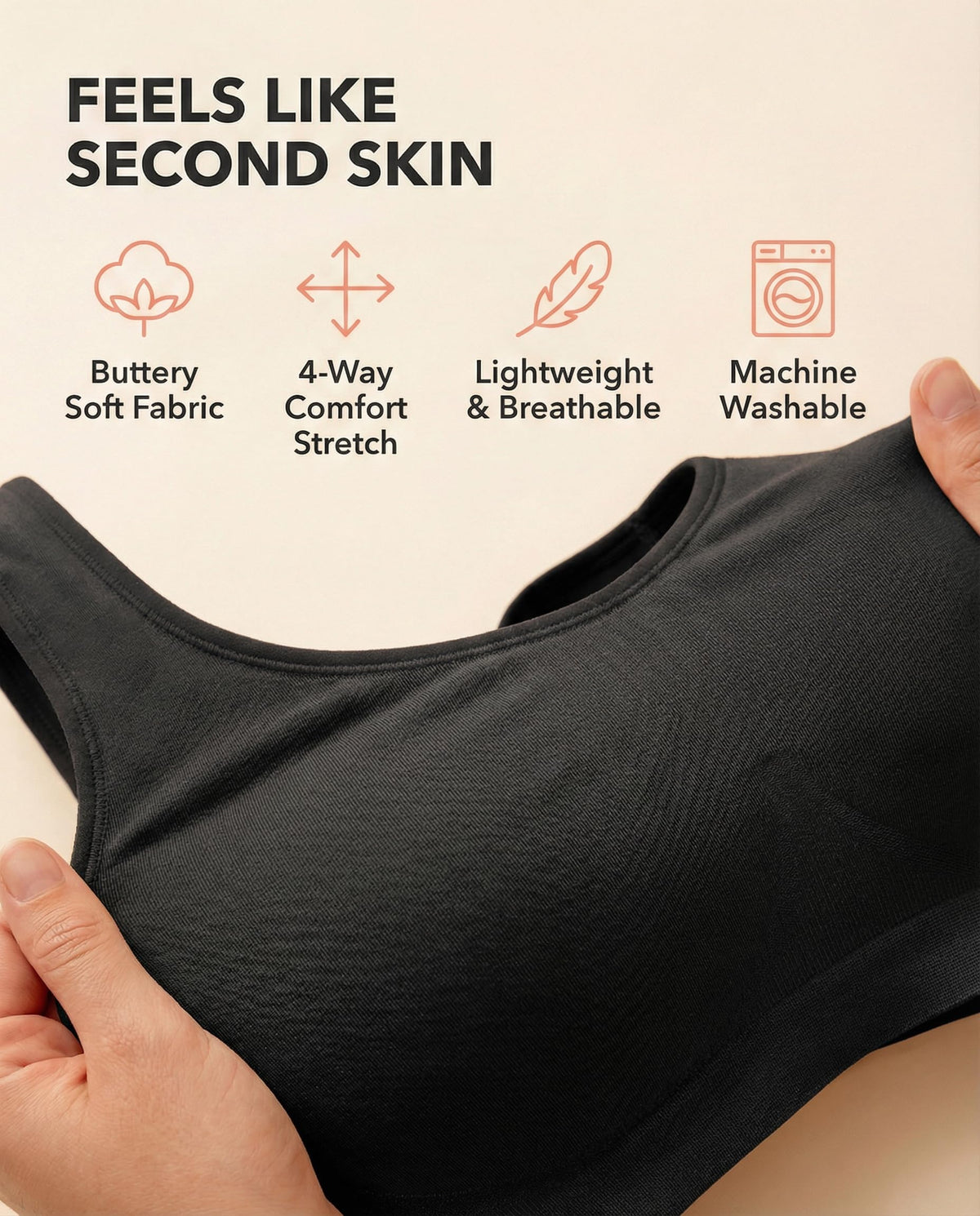 Shapermint Wireless Full Support Seamless Bralette, Black