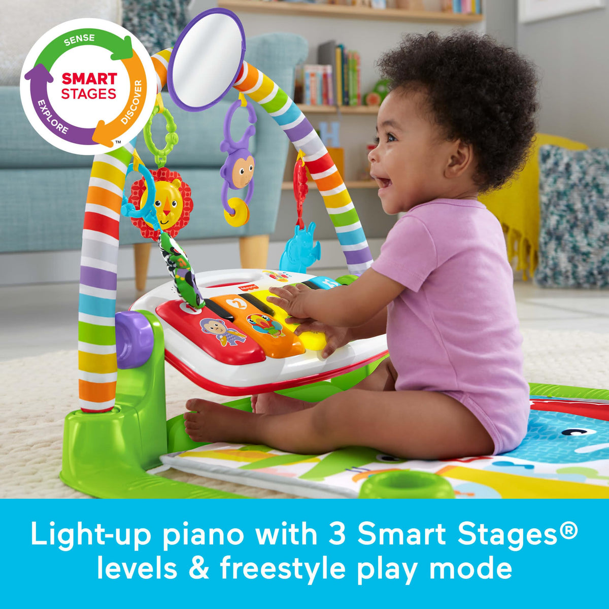 Fisher-Price Deluxe Kick & Play Piano Gym Baby Playmat with 2 Maracas