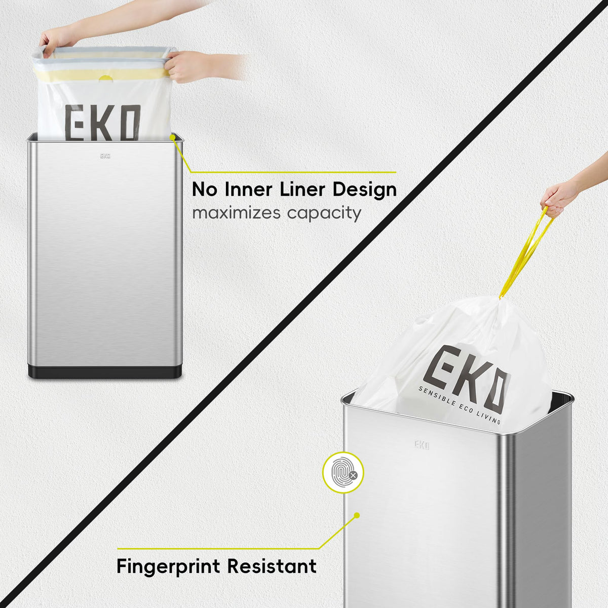 EKO Mirage X Motion Sensor Trash Can, 80L, Stainless Steel