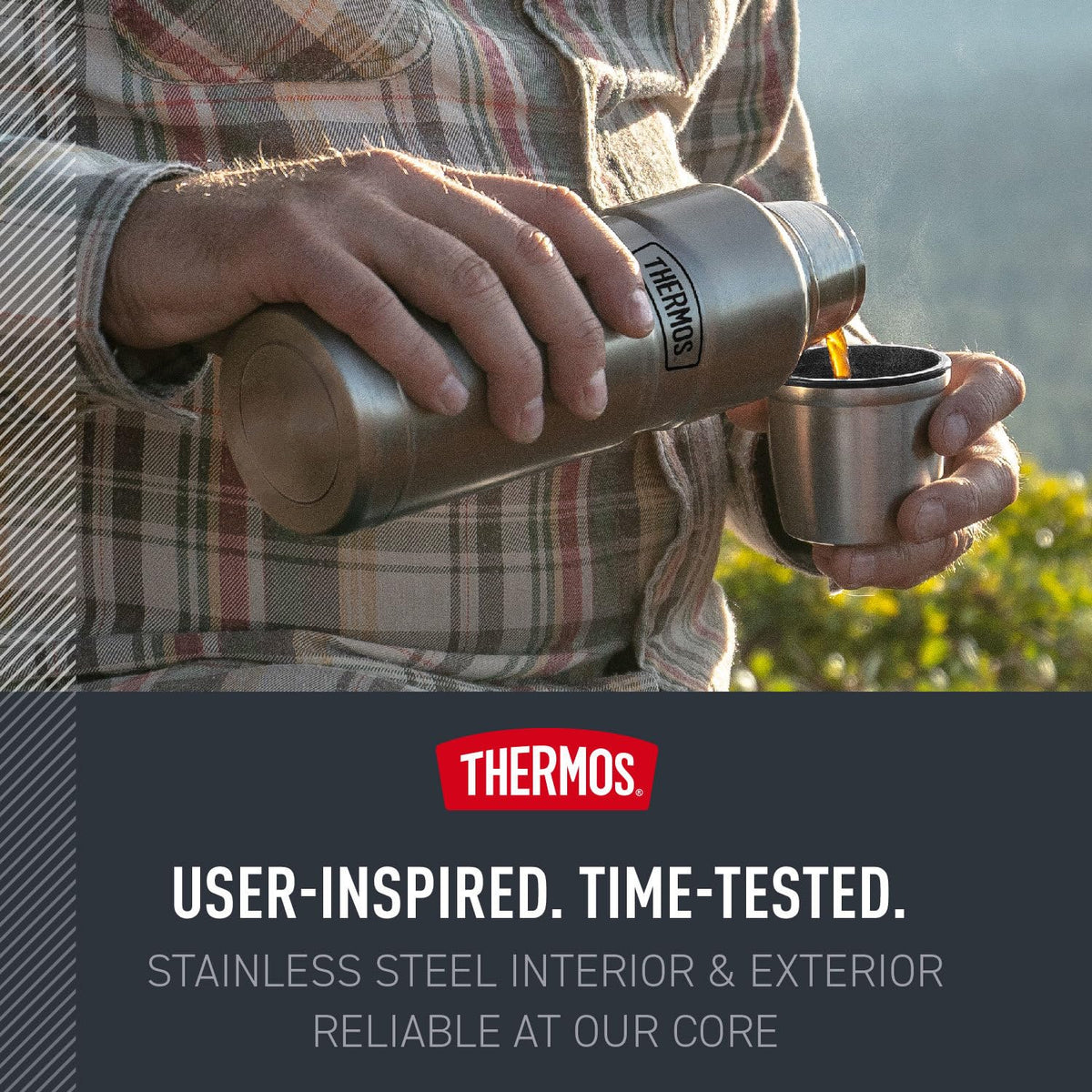 Thermos Stainless King Beverage Bottle, Matte Steel, 16 oz