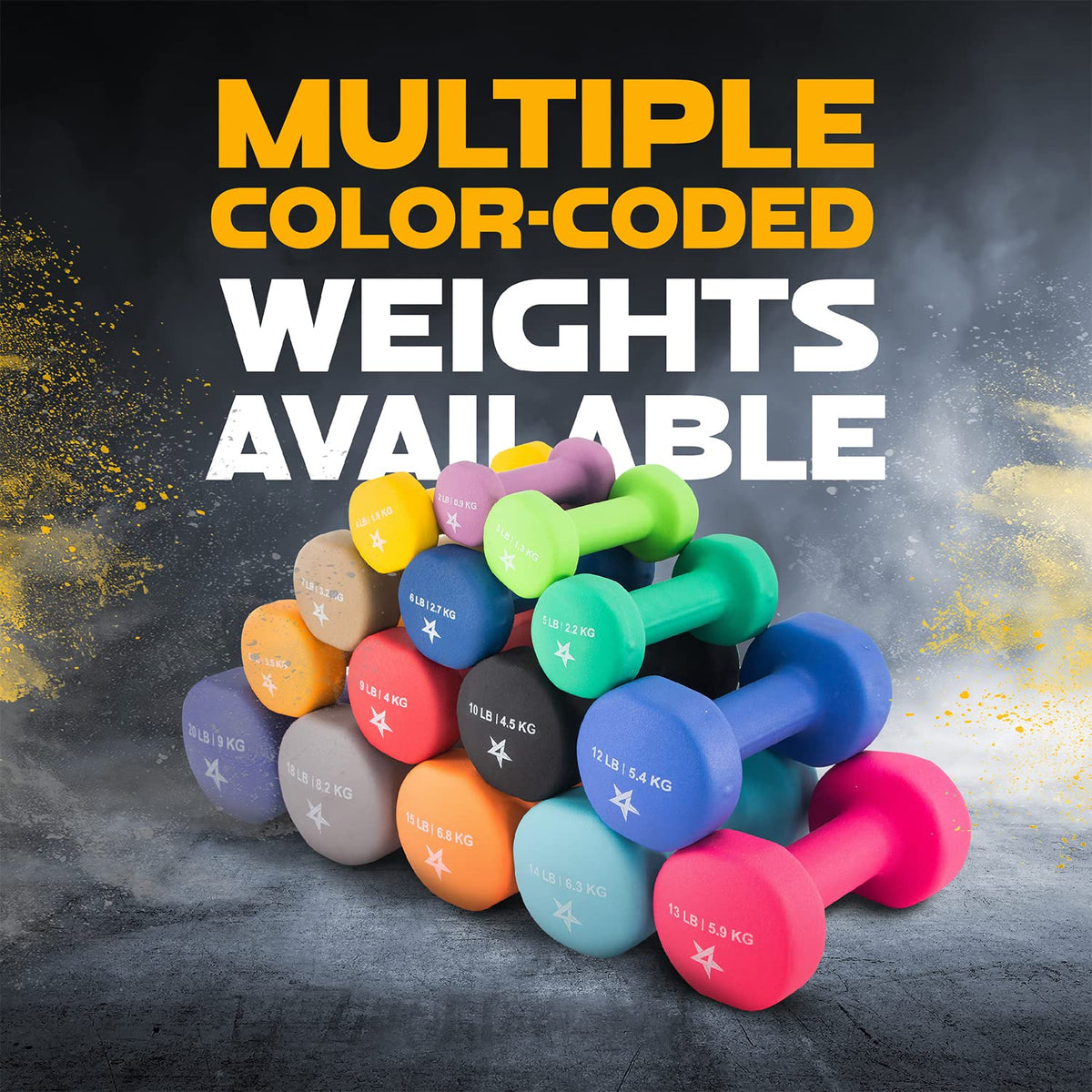 Yes4All Neoprene Dumbbells Pair, Orange, 8lbs