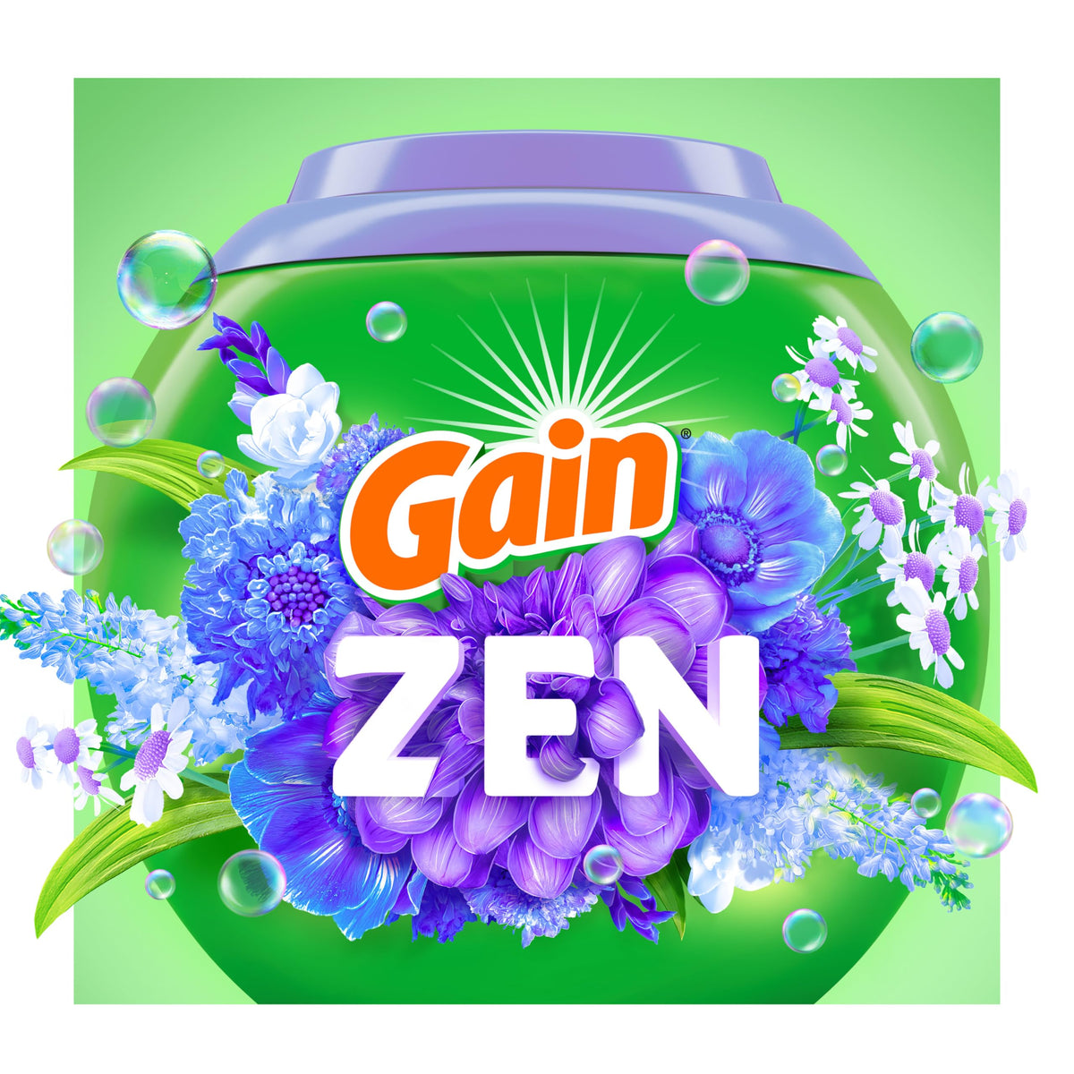 Gain Super Flings Laundry Detergent Pacs, Zen, 45 Count