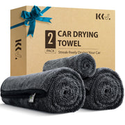 KKV Microfibre Car Drying Towels, 35 x 24 in, Grey, 2-Pack