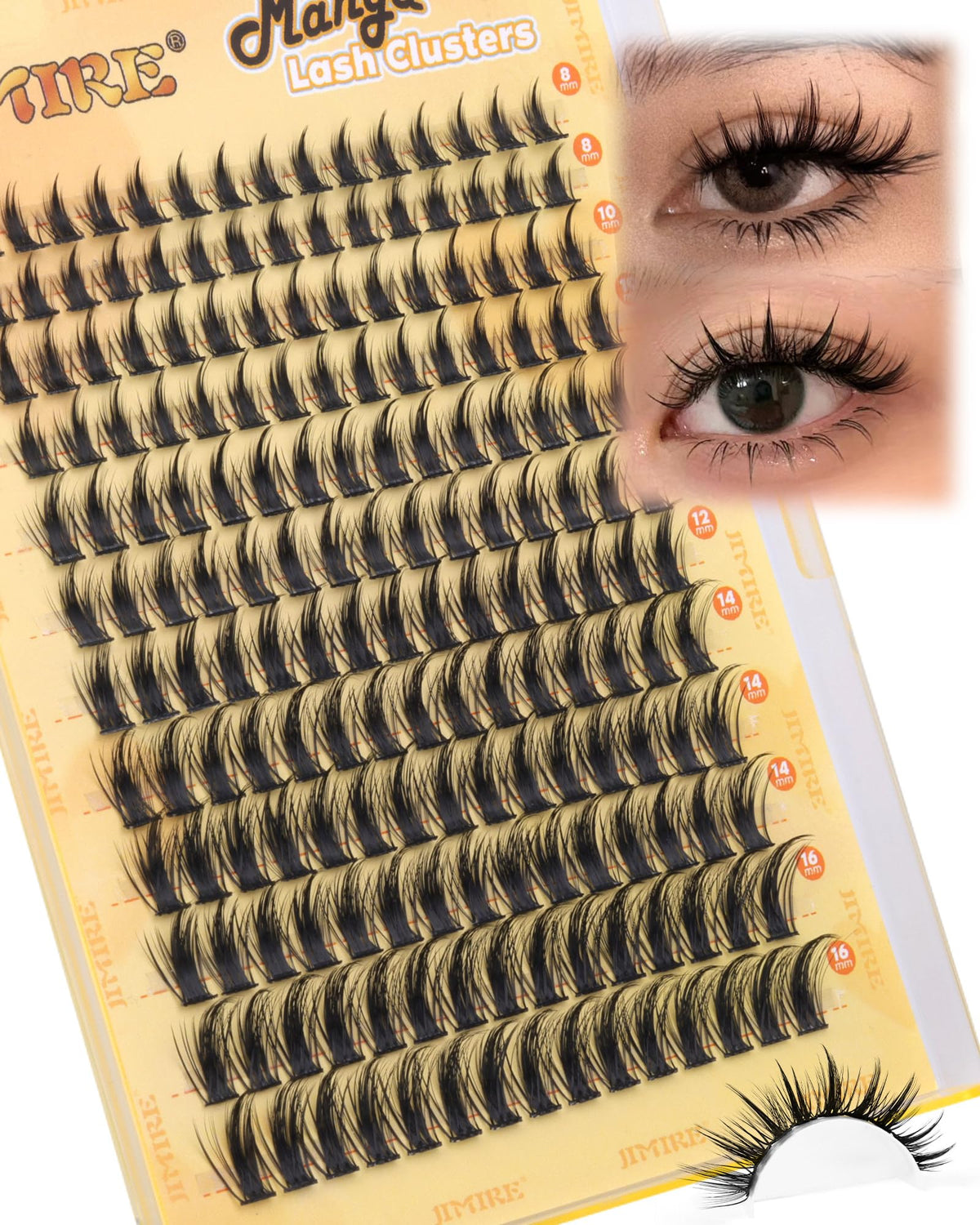 JIMIRE Natural Lash Clusters Extensions, 180 Pcs, D Curl