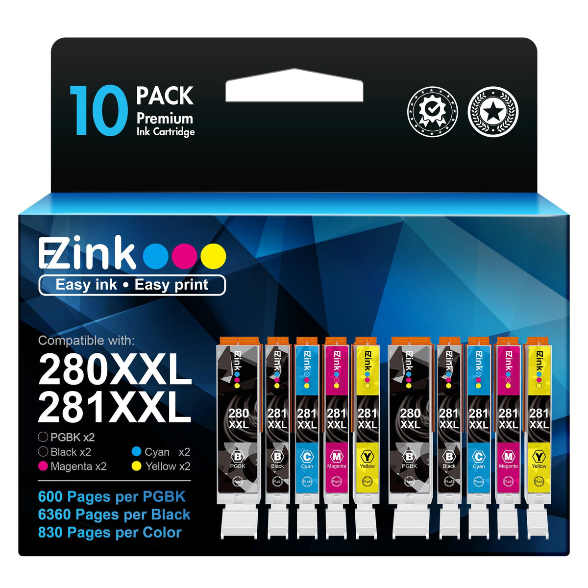 E-Z Ink Compatible Ink Cartridges for Canon 280/281, 10 Pack