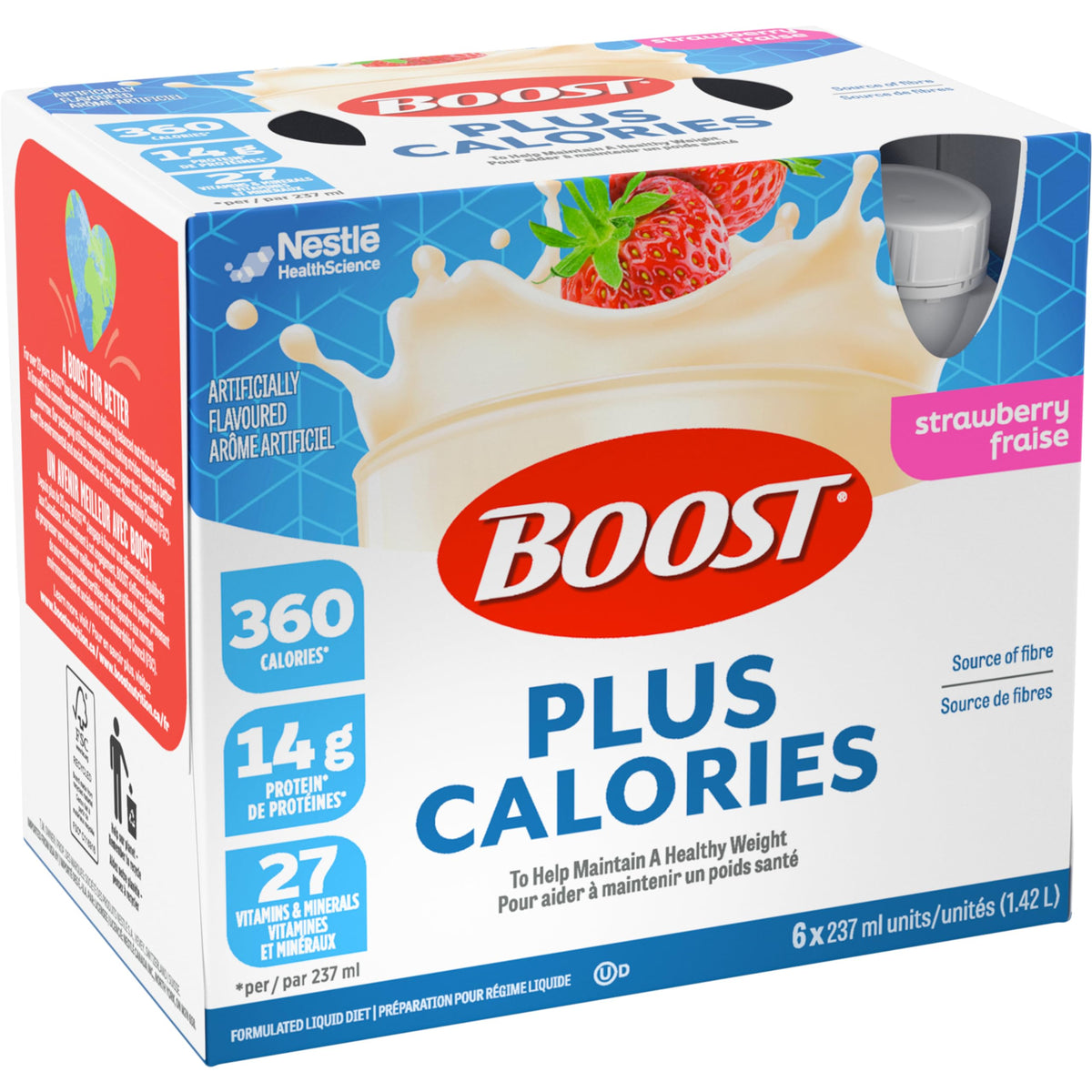 Boost Plus Complete Nutrition Drink, Strawberry, 6 x 237 mL