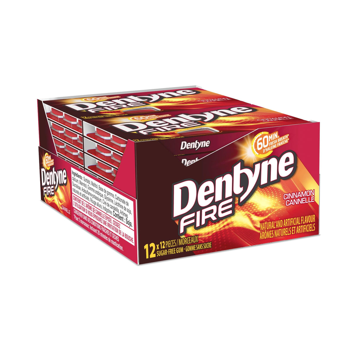 Dentyne Fire Sugar-Free Gum, Cinnamon, 12 Pack (12 Pieces Each)