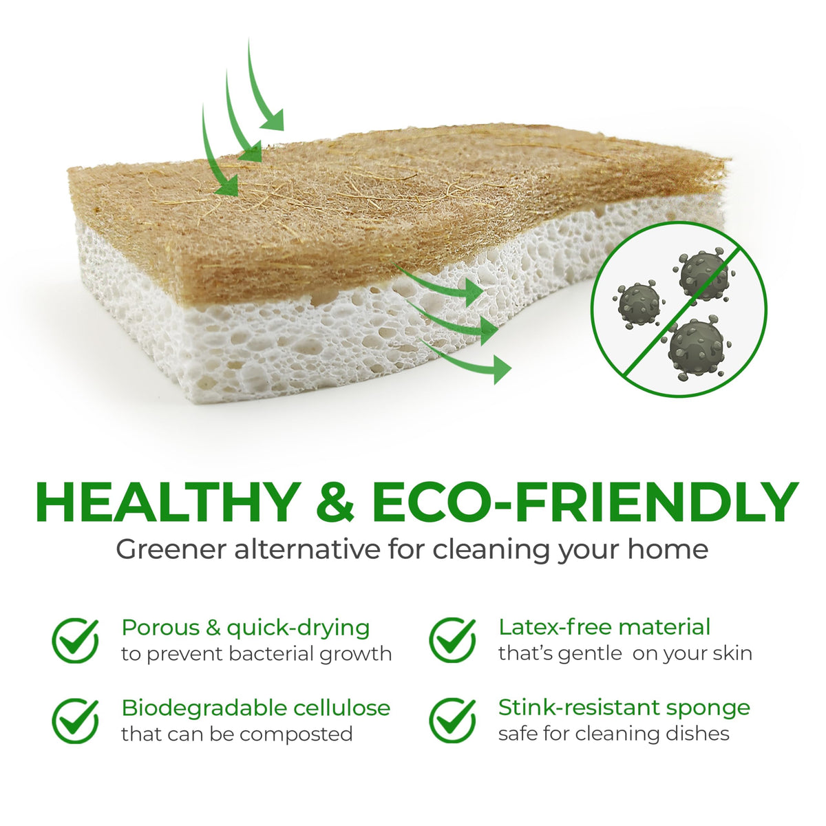Airnex Natural Cellulose Dish Sponges, 12 Pack