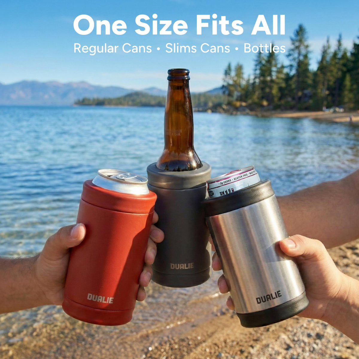 Dualie 3-in-1 Insulated Can Cooler, 12oz, Stainless