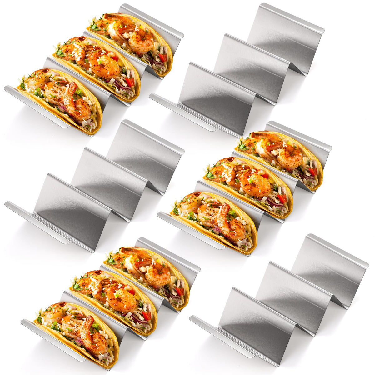 Bekith Stainless Steel Taco Holder Stand, 6 Pack