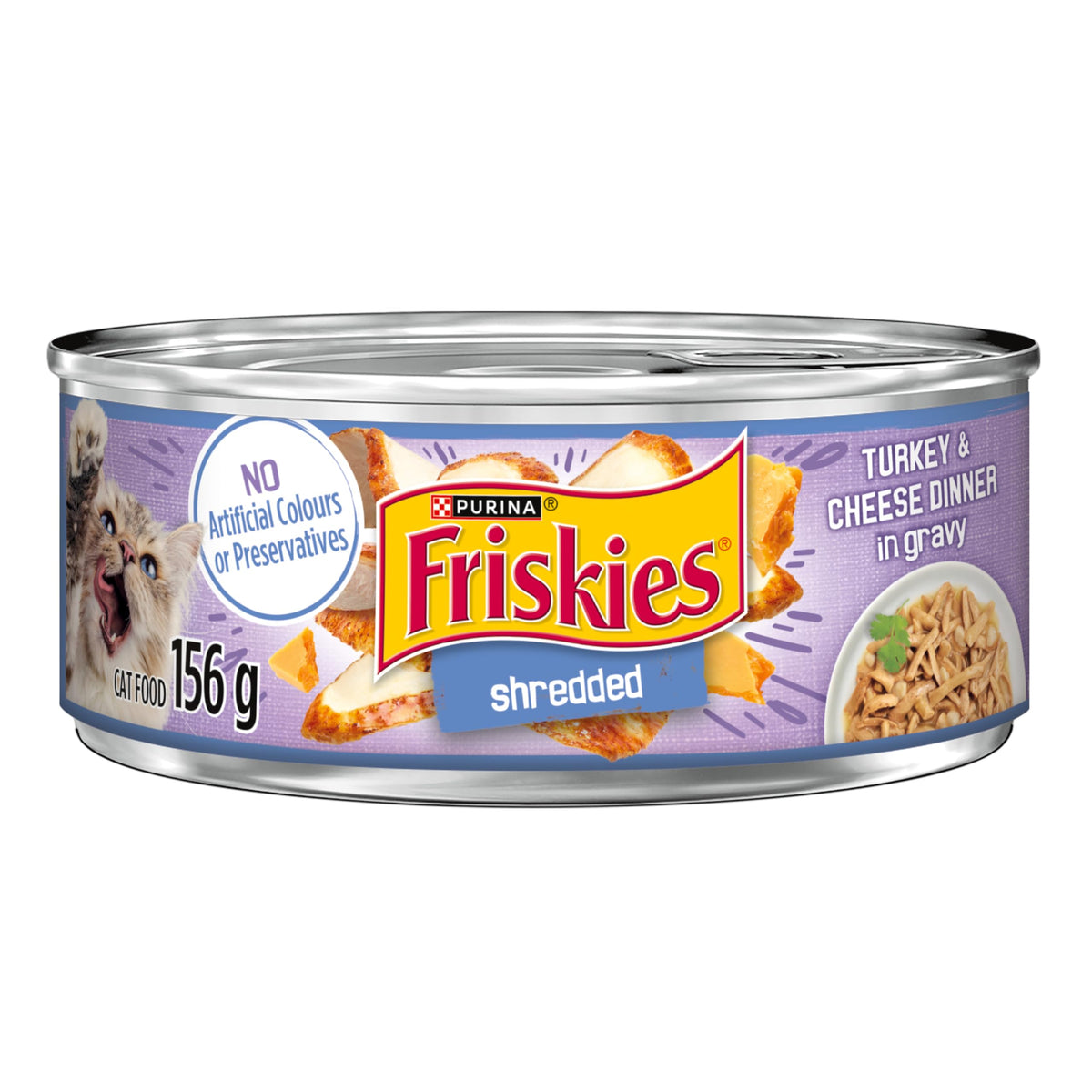 Friskies Shredded Wet Cat Food, Turkey & Cheese in Gravy, 156g x 24