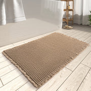 Rvolst Waffle Woven Bath Mat, Non Slip, Washable, 46x77cm, Brown