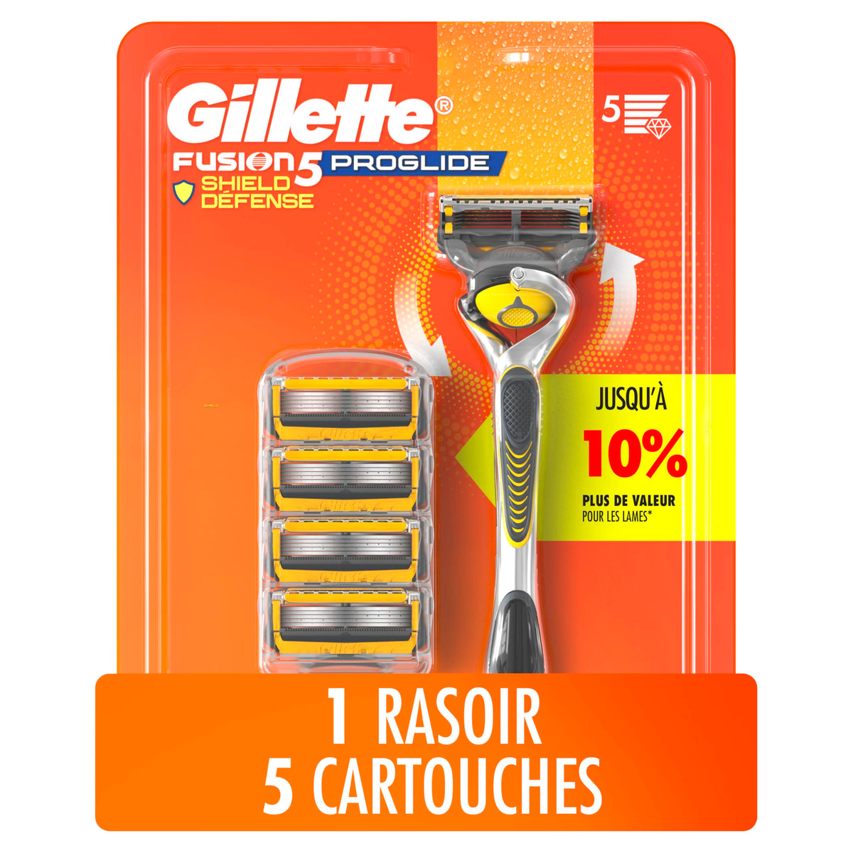 Gillette ProShield Men's Razor, 1 Handle and 5 Blade Refills