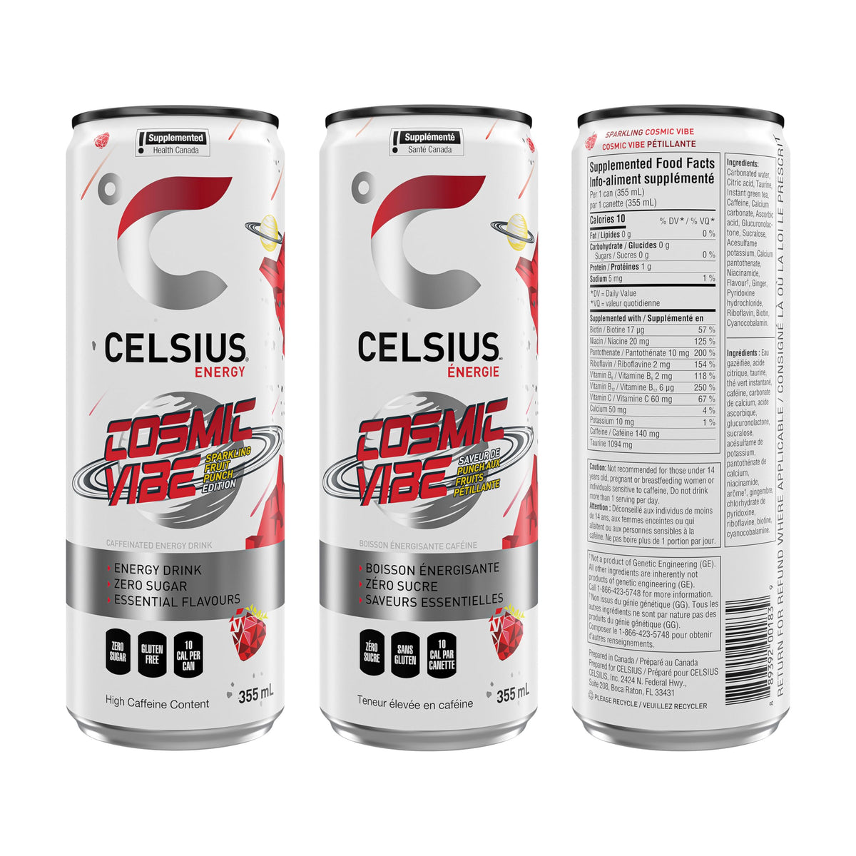 Celsius Sparkling Cosmic Vibe Energy Drink, 355ml, Pack of 12