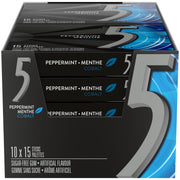 5 Gum Peppermint Cobalt Sugar-Free Gum, 15 Sticks x 10 Packs