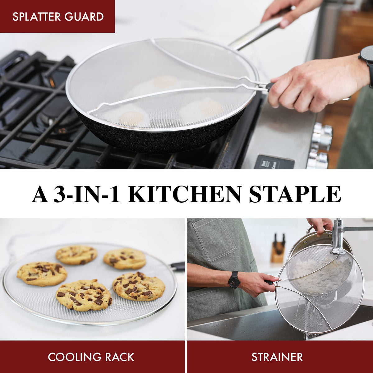 Stainless Steel Splatter Screen for Frying Pan, 13 inch