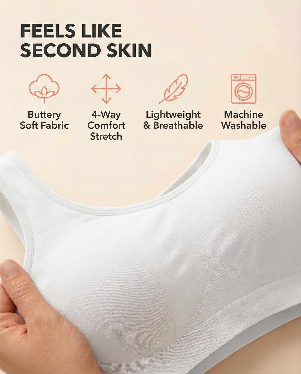 Shapermint Wireless Bralette for Women, Seamless, White