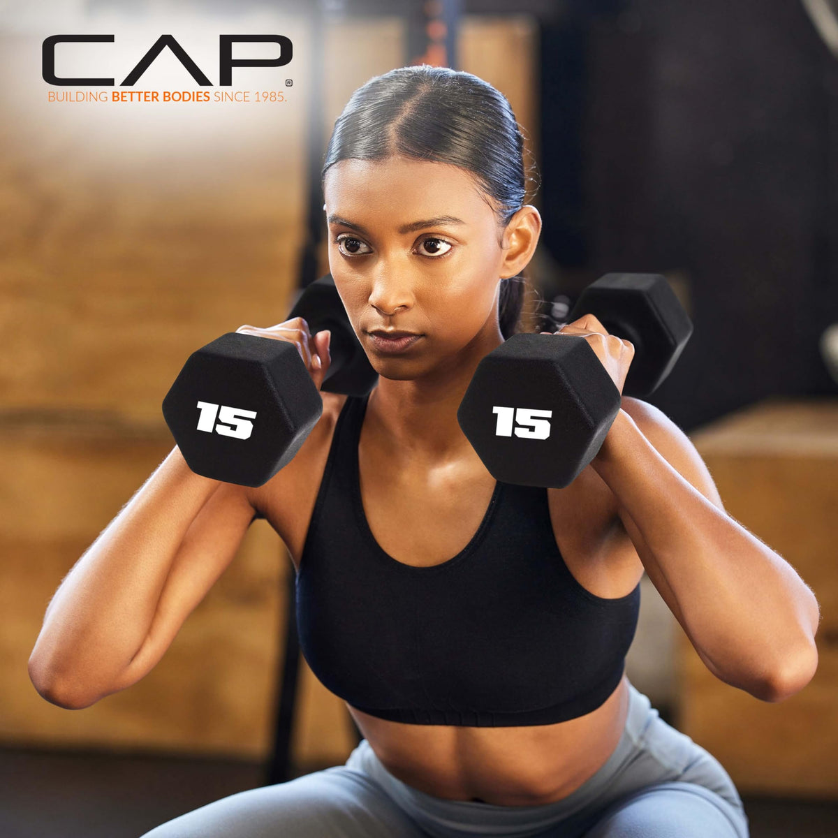 CAP Barbell Neoprene Dumbbell Weights, 15 lb Pair, Black