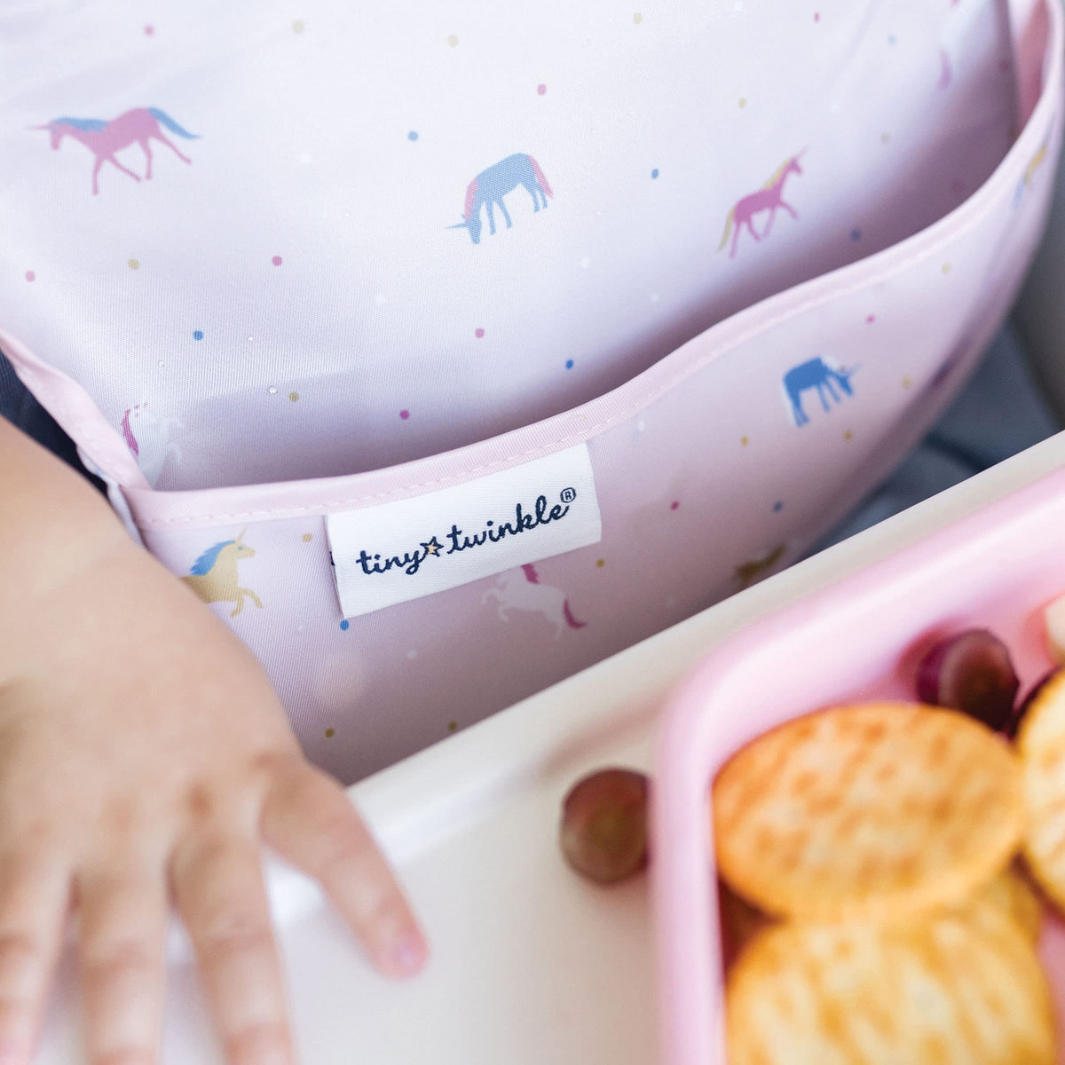 Tiny Twinkle Mess-Proof Easy Bib, 3 Pack, Unicorn, Rainbow, Burgundy