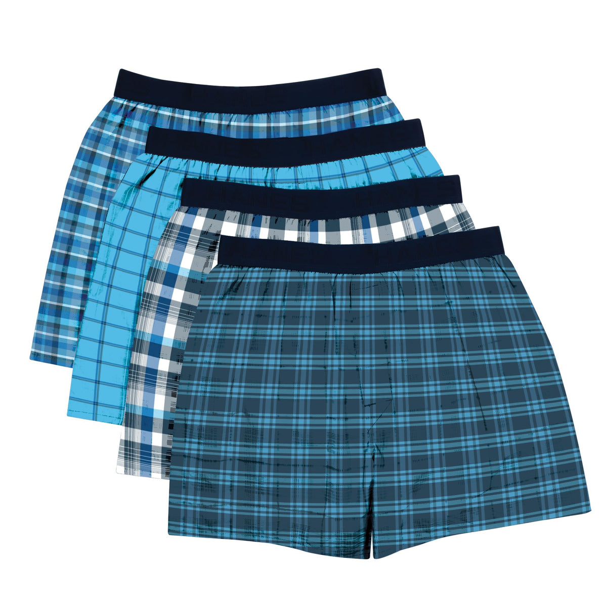 Hanes Men's FreshIQ Cotton Woven Boxer, Assorted, Large, 4 Pack