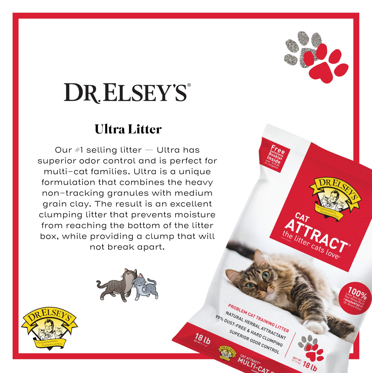 Dr. Elsey's Cat Attract Clumping Clay Cat Litter, 18 lb