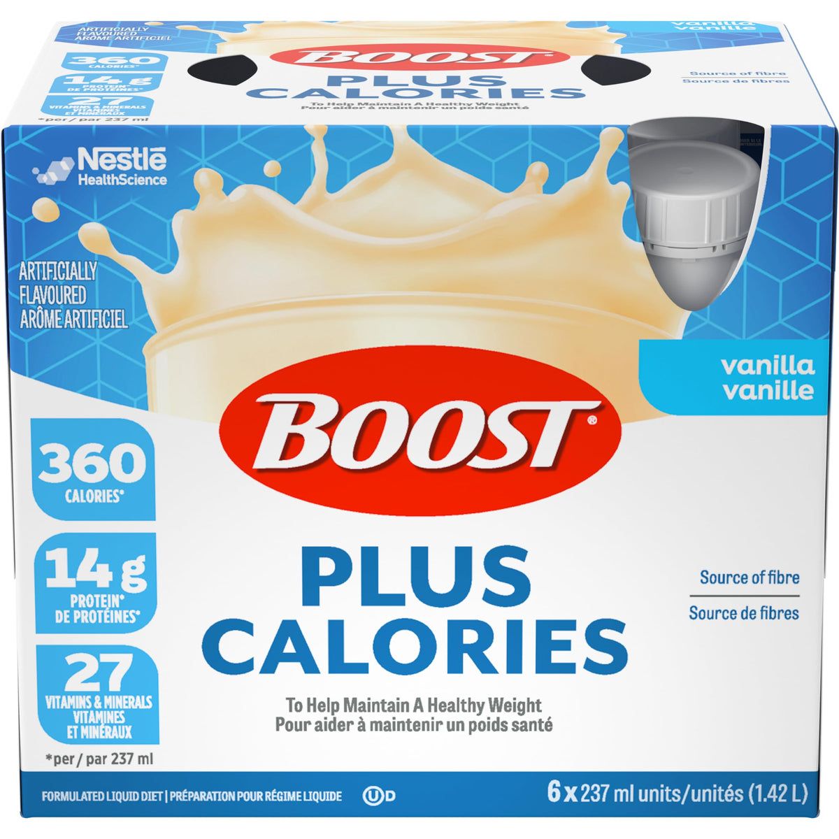 Boost Plus Complete Nutrition Drink, Vanilla, 6 x 237 mL