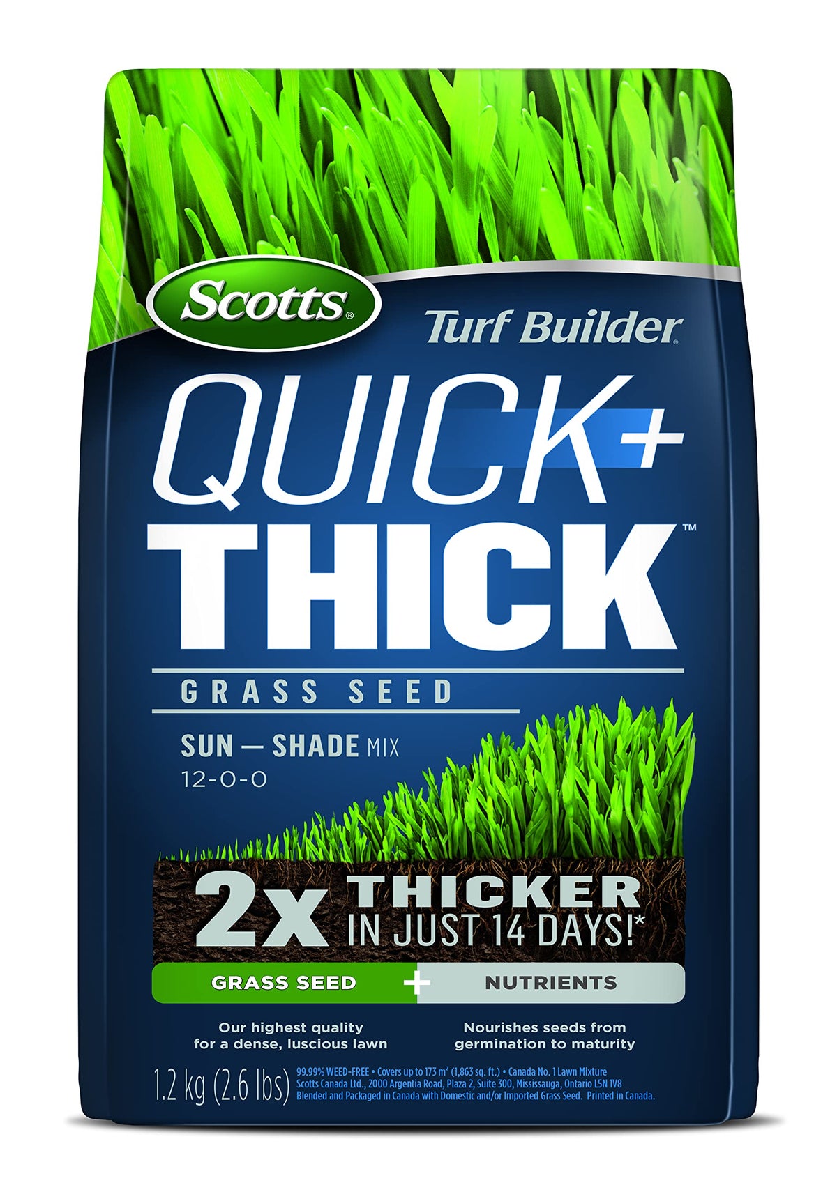 Scotts Turf Builder Quick + Thick Grass Seed, Sun and Shade, 1.2 kg