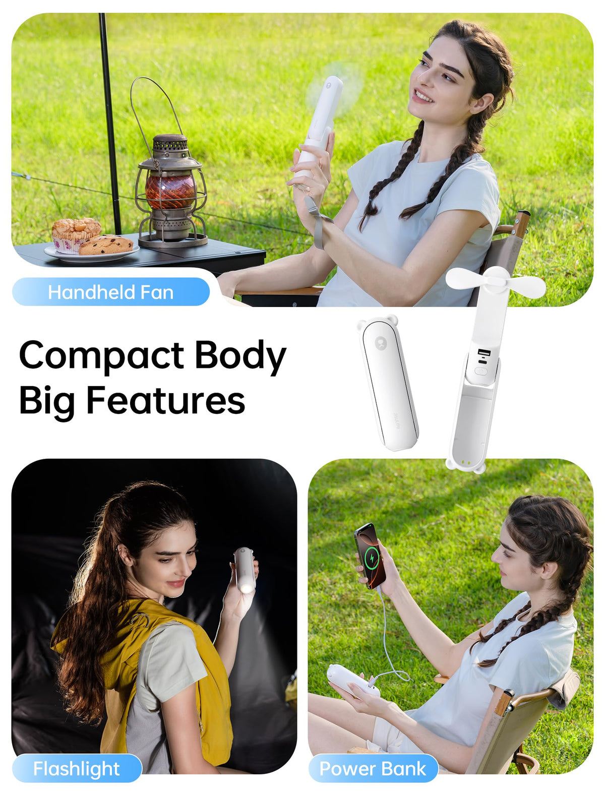 JISULIFE Hand Portable Fan with 4500 mAh Power Bank