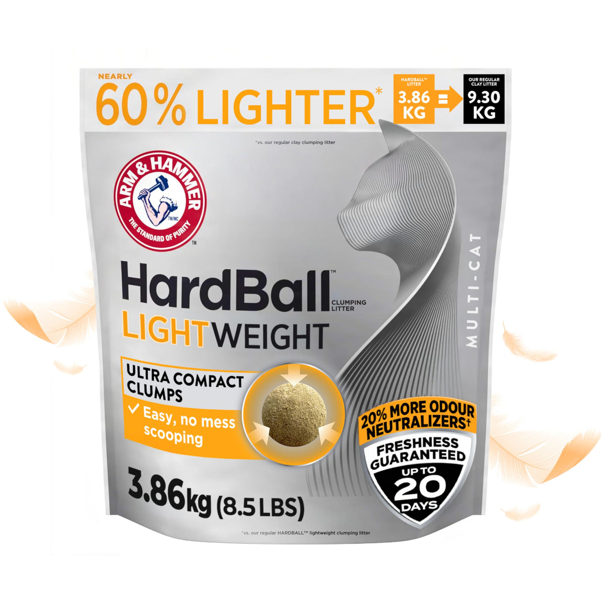Arm & Hammer Hardball Clumping Litter, Platinum Formula, 3.86kg
