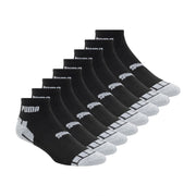 Puma Men's Athletic Cushioned Quarter Crew Socks, Black/Grey, 8 Pack