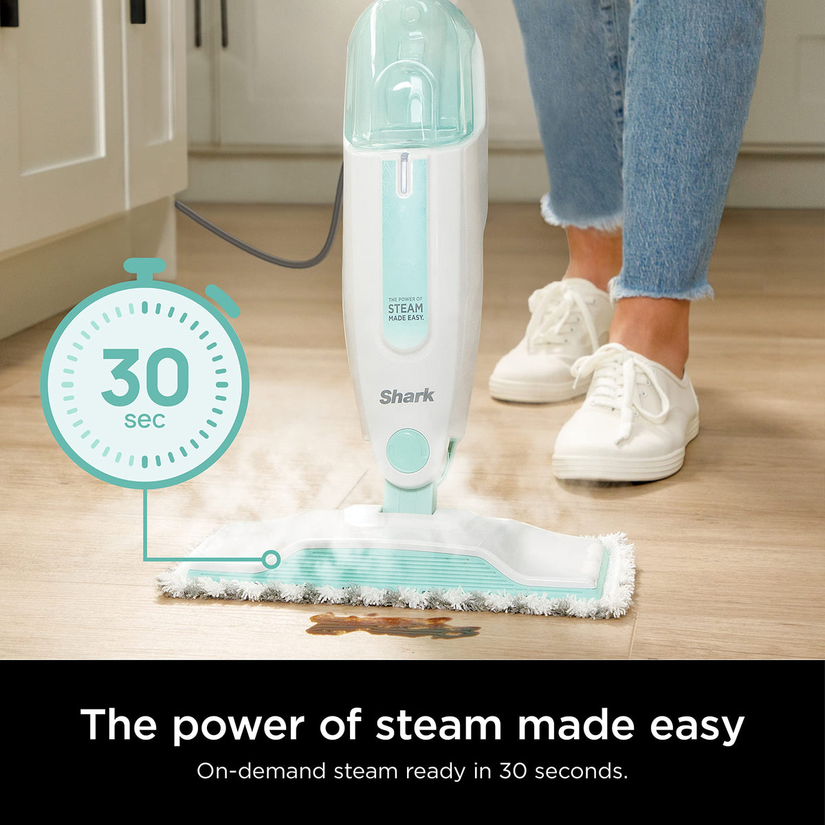 Shark S1000C Steam Mop, White/Seafoam Blue (Canadian Version)