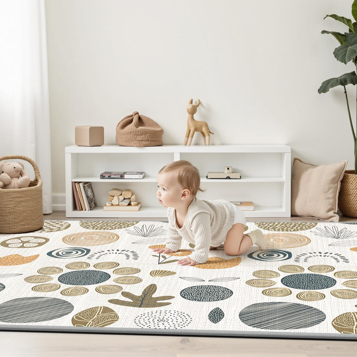 mloong Reversible Folding Baby Play Mat, 71" x 59", Star