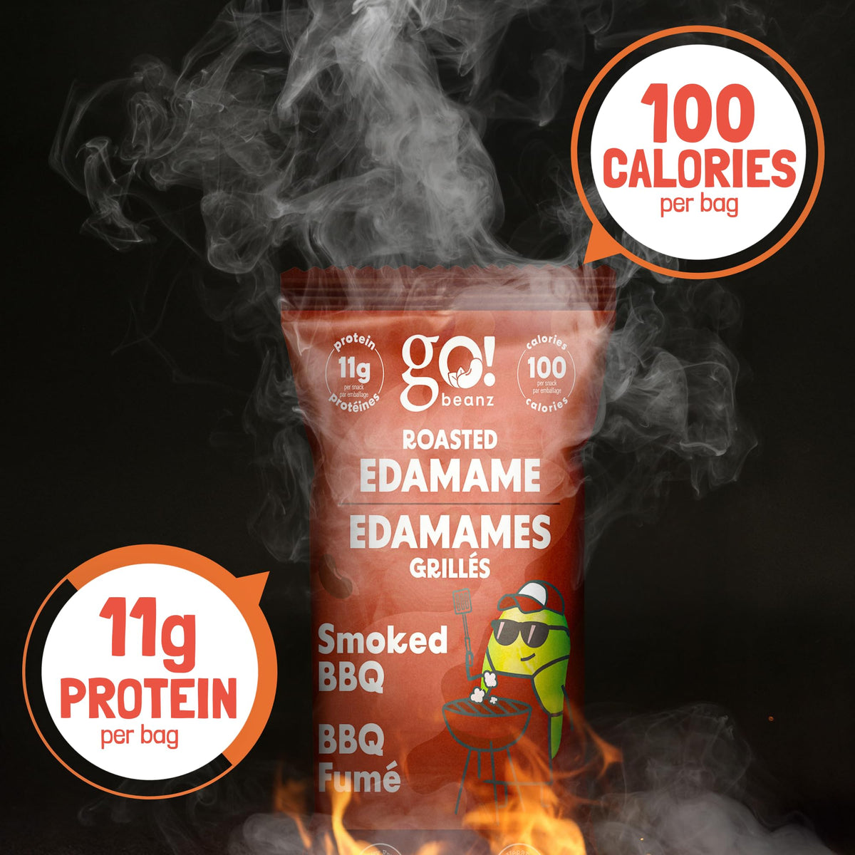 GoBeanz Crunchy Roasted Edamame, Smoked BBQ, 20 Packs